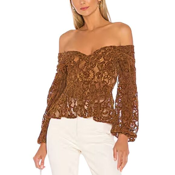 Tularosa Cameron Lace Brown Romantic Blouse Size: L - Picture 1 of 7